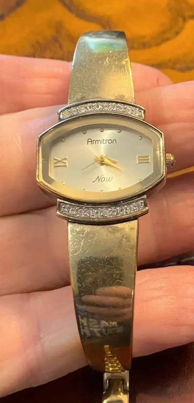 Women's 25mm Gold Tone Armitron Now Watch, Crystal Accents